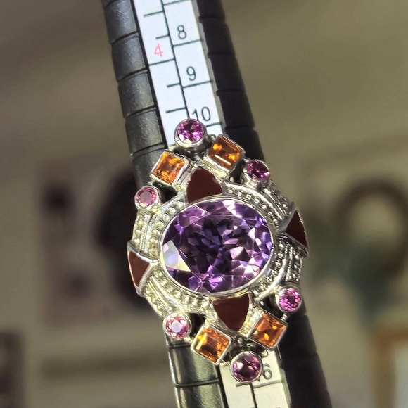 NICKY BUTLER 925 Sterling Silver Amethyst Topaz Rhodolite Designer Ring Sz 6 NWT - Picture 9 of 16